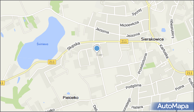 Sierakowice powiat kartuski, Sportowa, mapa Sierakowice powiat kartuski