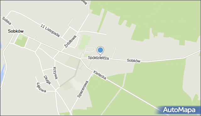 Sobków powiat jędrzejowski, Spółdzielcza, mapa Sobków powiat jędrzejowski