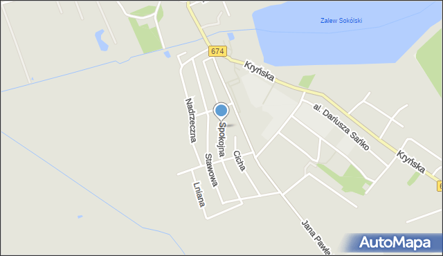 Sokółka, Spokojna, mapa Sokółka