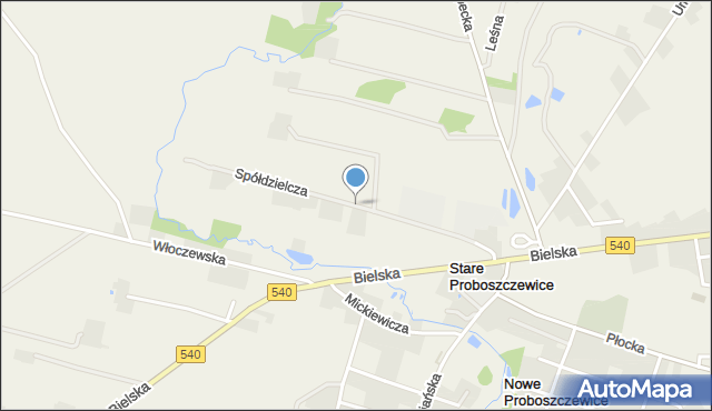 Stare Proboszczewice, Spółdzielcza, mapa Stare Proboszczewice