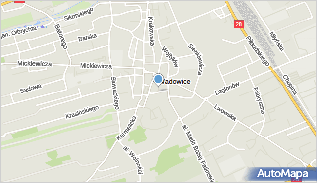 Wadowice, Spadzista, mapa Wadowice