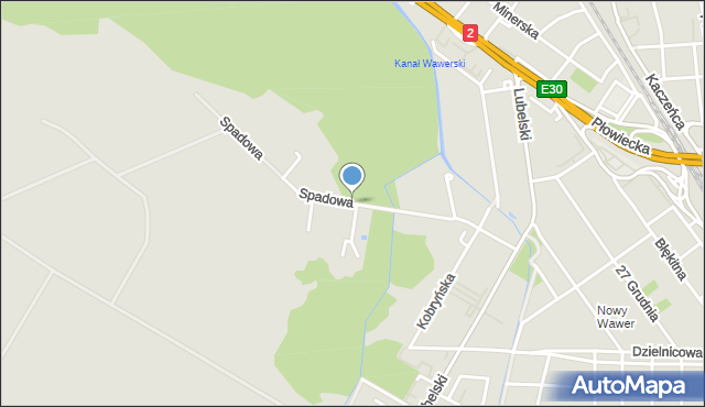 Warszawa, Spadowa, mapa Warszawy