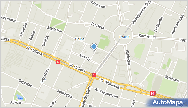 Wrocław, Spadochroniarzy, mapa Wrocławia