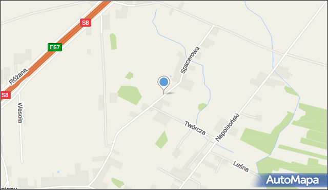 Wszebory gmina Dąbrówka, Spacerowa, mapa Wszebory gmina Dąbrówka