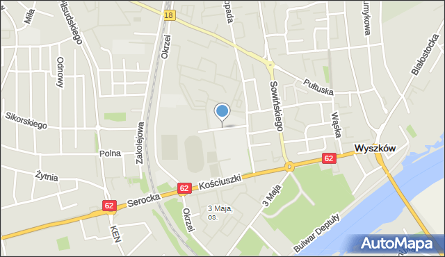 Wyszków, Sportowa, mapa Wyszków