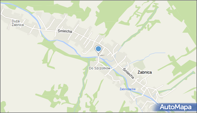 Żabnica gmina Węgierska Górka, Spokojna, mapa Żabnica gmina Węgierska Górka