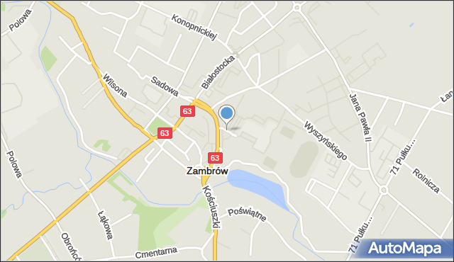 Zambrów, Sportowa, mapa Zambrów