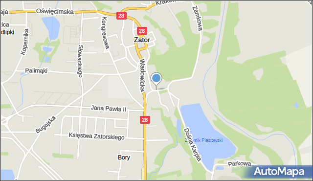 Zator powiat oświęcimski, Spadzista, mapa Zator powiat oświęcimski