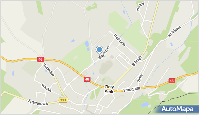Złoty Stok, Sportowa, mapa Złoty Stok