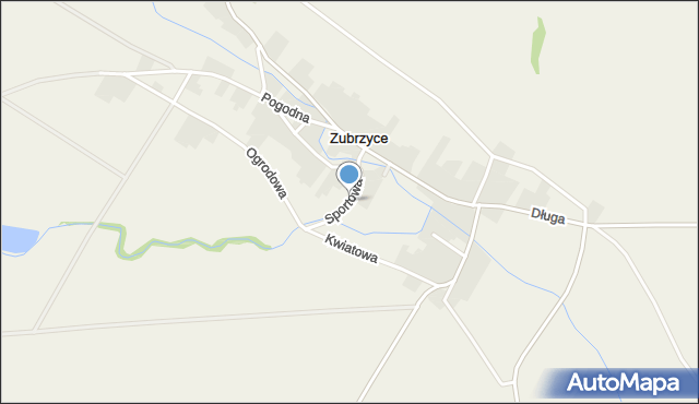 Zubrzyce, Sportowa, mapa Zubrzyce