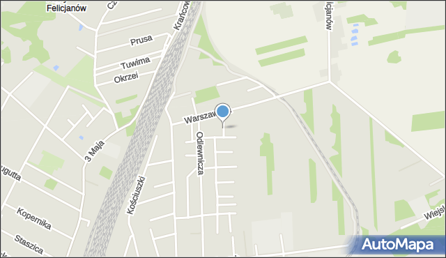 Koluszki, Srebrna, mapa Koluszki