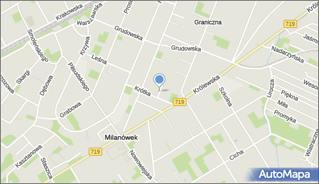 Milanówek, Środkowa, mapa Milanówek