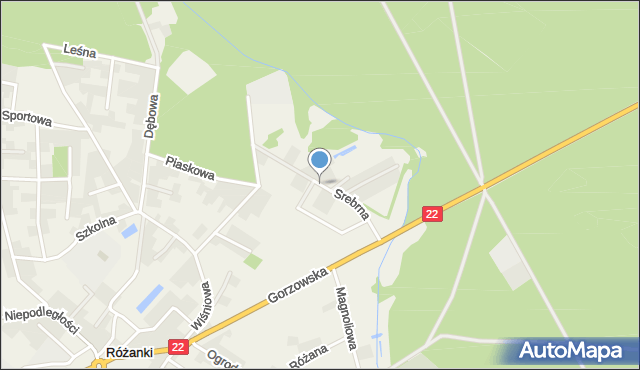 Różanki gmina Kłodawa, Srebrna, mapa Różanki gmina Kłodawa