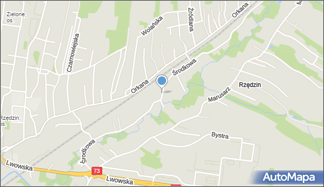 Tarnów, Środkowa, mapa Tarnów