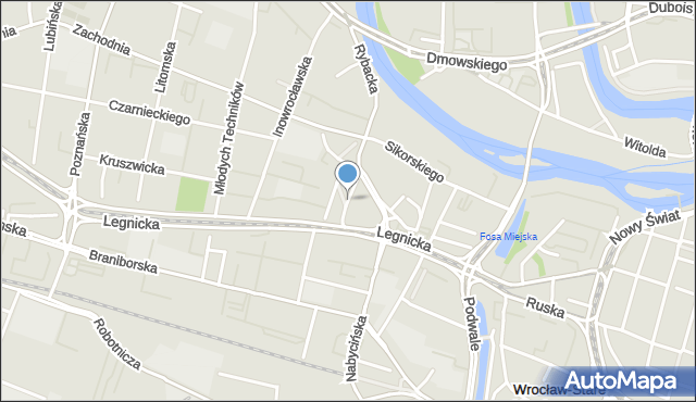 Wrocław, Środkowa, mapa Wrocławia