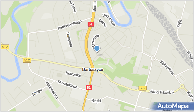 Bartoszyce, Starzyńskiego, mapa Bartoszyce