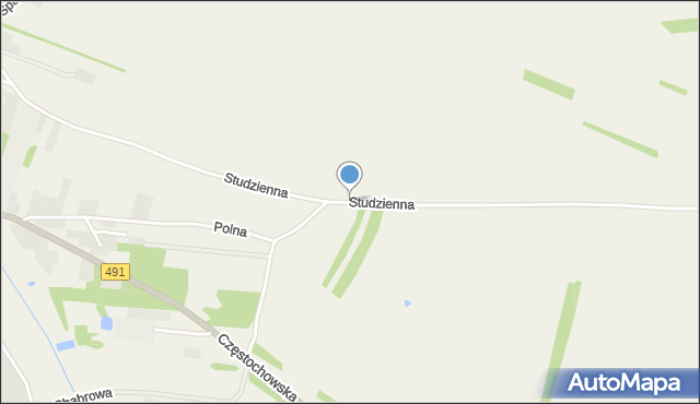 Biała gmina Kłobuck, Studzienna, mapa Biała gmina Kłobuck