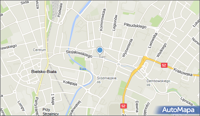 Bielsko-Biała, Stojałowskiego Stanisława, ks., mapa Bielsko-Białej