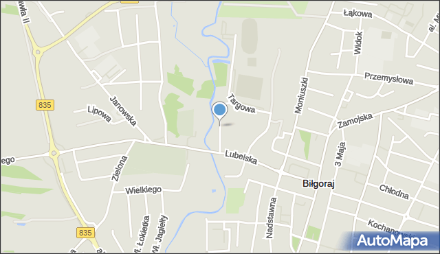 Biłgoraj, Stadionowa, mapa Biłgoraj