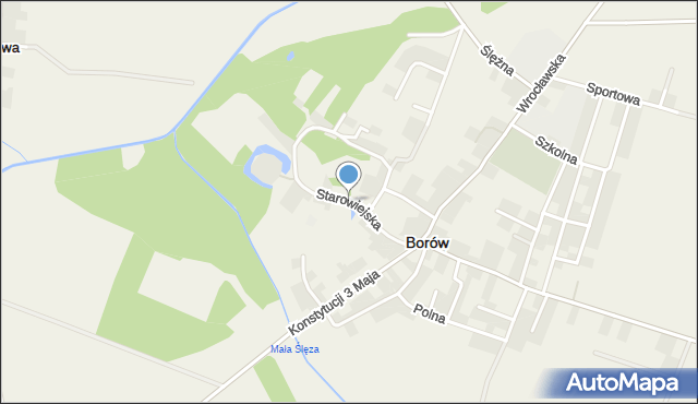 Borów powiat strzeliński, Starowiejska, mapa Borów powiat strzeliński