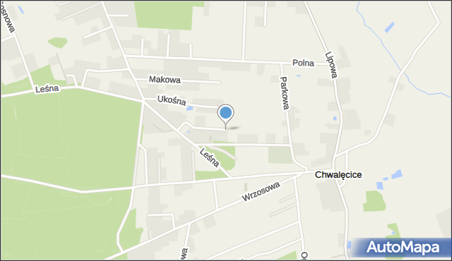 Chwalęcice gmina Kłodawa, Stawowa, mapa Chwalęcice gmina Kłodawa
