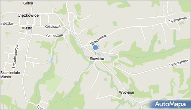 Ciężkowice powiat tarnowski, Stawiska, mapa Ciężkowice powiat tarnowski