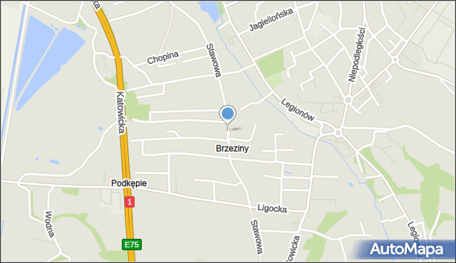 Czechowice-Dziedzice, Stawowa, mapa Czechowic-Dziedzic