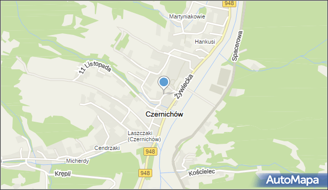 Czernichów powiat żywiecki, Strażacka, mapa Czernichów powiat żywiecki