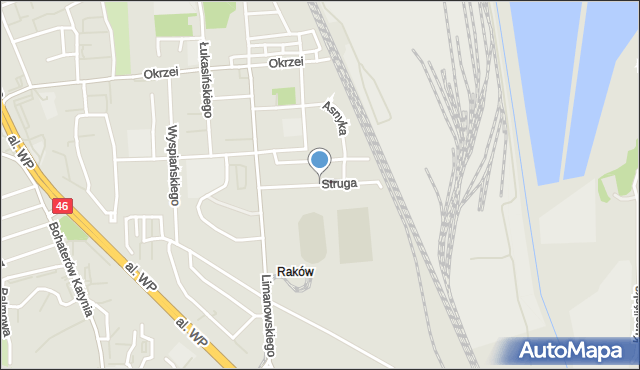 Częstochowa, Struga Andrzeja, mapa Częstochowy