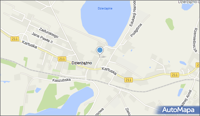 Dzierżążno gmina Kartuzy, Strażacka, mapa Dzierżążno gmina Kartuzy