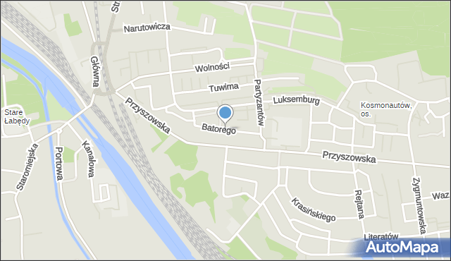 Gliwice, Stefana Batorego, mapa Gliwic