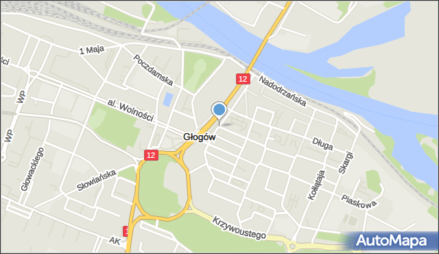Głogów, Starowałowa, mapa Głogów
