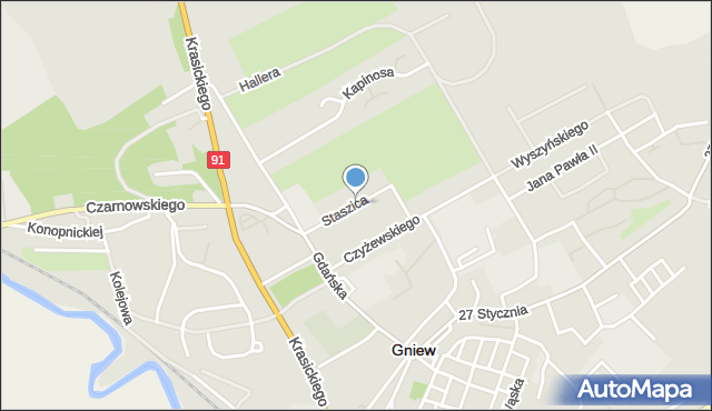Gniew, Staszica Stanisława, mapa Gniew