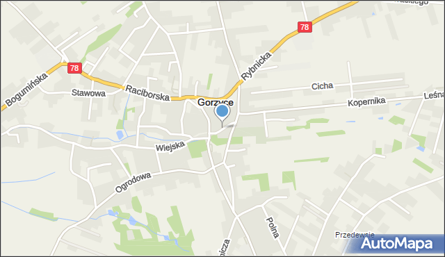 Gorzyce powiat wodzisławski, Strażacka, mapa Gorzyce powiat wodzisławski