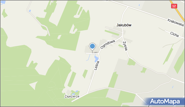 Jakubów gmina Przysucha, Stawowa, mapa Jakubów gmina Przysucha