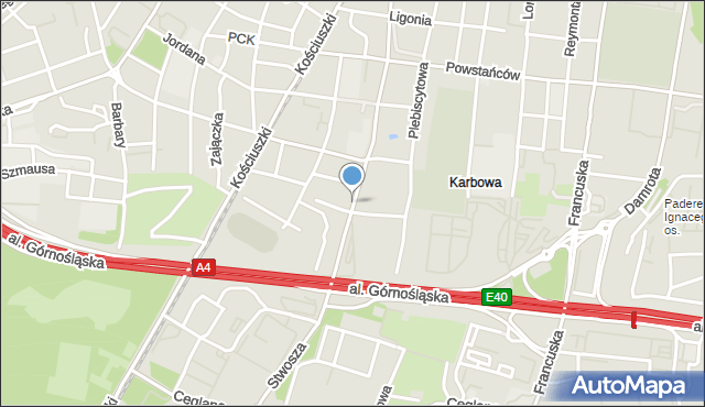 Katowice, Stwosza Wita, mapa Katowic