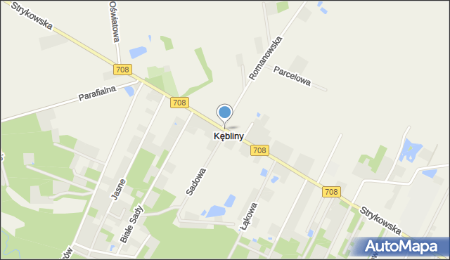 Kębliny, Strykowska, mapa Kębliny