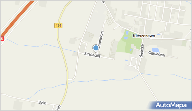 Kleszczewo powiat poznański, Strażacka, mapa Kleszczewo powiat poznański