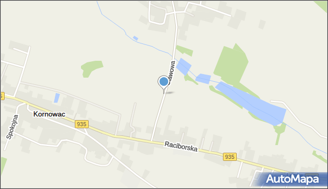 Kornowac, Stawowa, mapa Kornowac