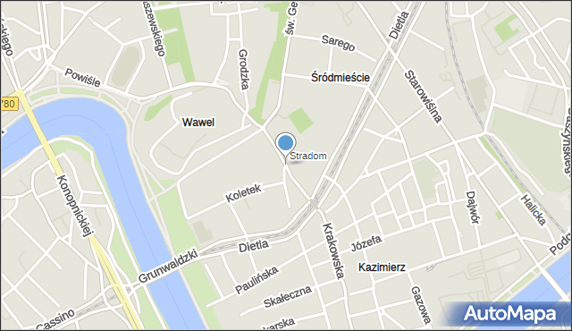 Kraków, Stradomska, mapa Krakowa