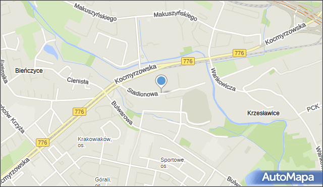Kraków, Stadionowa, mapa Krakowa
