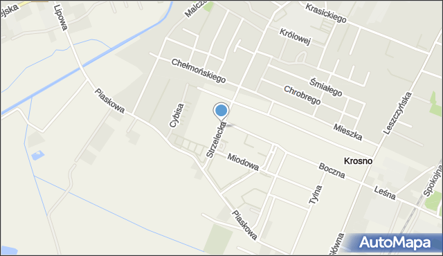 Krosno gmina Mosina, Strzelecka, mapa Krosno gmina Mosina