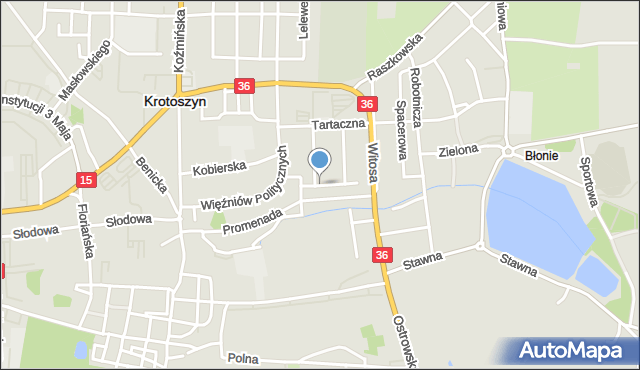 Krotoszyn, Strumykowa, mapa Krotoszyna