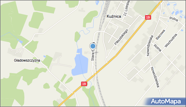 Kuźnica powiat sokólski, Stara Szosa, mapa Kuźnica powiat sokólski