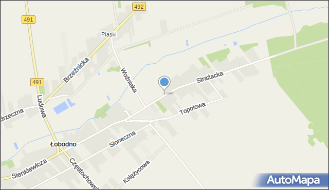 Łobodno, Strażacka, mapa Łobodno