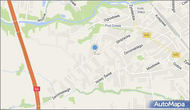 Łodygowice powiat żywiecki, Strażacka, mapa Łodygowice powiat żywiecki