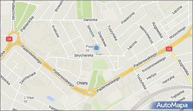 Łódź, Strycharska, mapa Łodzi