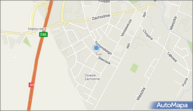 Międzyrzecz, Stwosza Wita, mapa Międzyrzecz