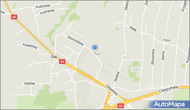 Mikołów, Storczyków, mapa Mikołów