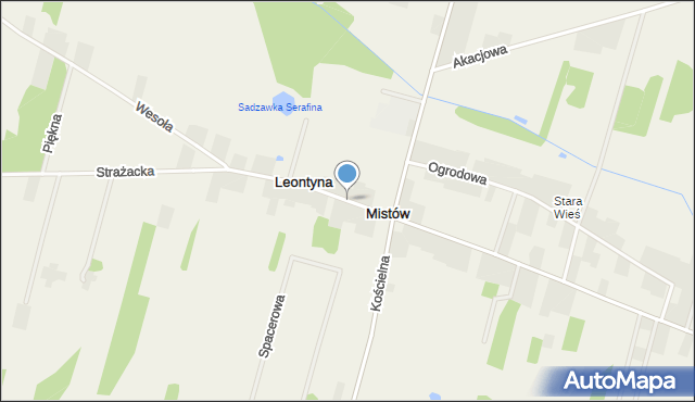 Mistów, Strażacka, mapa Mistów